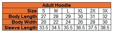 SIZE GUIDE_adult hoodie