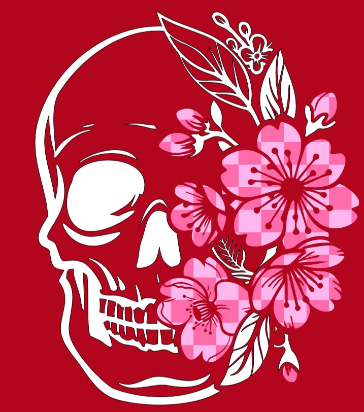 Skull & Checkered Cherry Blossoms