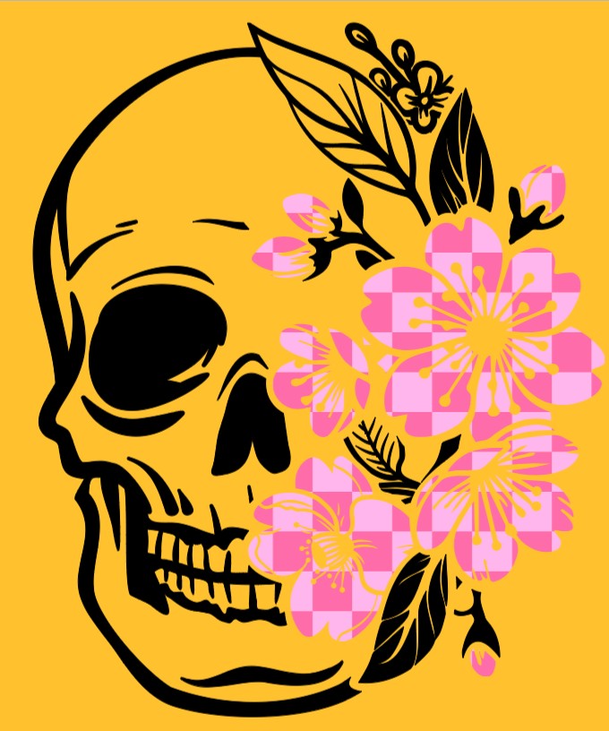 Skull & Checkered Cherry Blossoms
