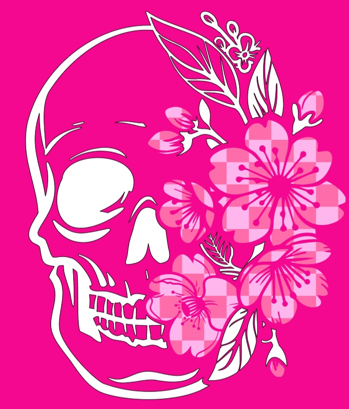 Skull & Checkered Cherry Blossoms