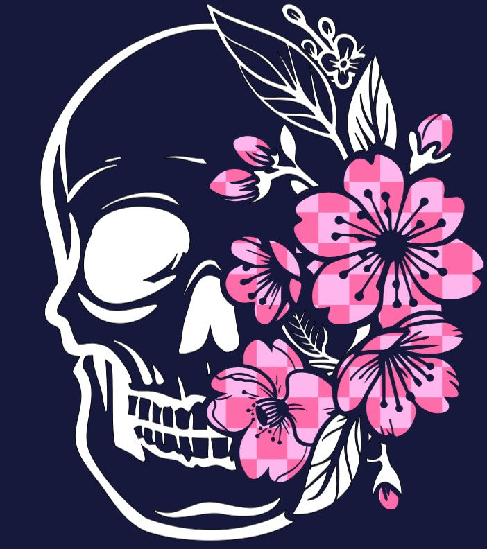 Skull & Checkered Cherry Blossoms